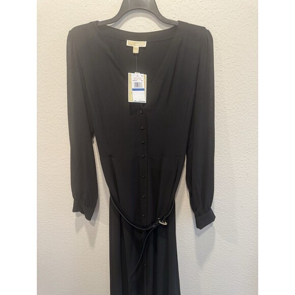 Michael Kors dress Women's Kate Belted Button-Down Midi Dress black $185 size XL - Picture 11 of 14